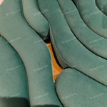 Green Wave-Shaped Velvet Bed Bench with Gold Stainless Steel Trim